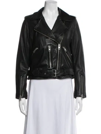 Pre-owned Allsaints Leather Biker Jacket In Black