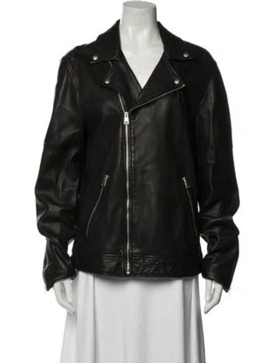 Pre-owned Allsaints Leather Biker Jacket In Black