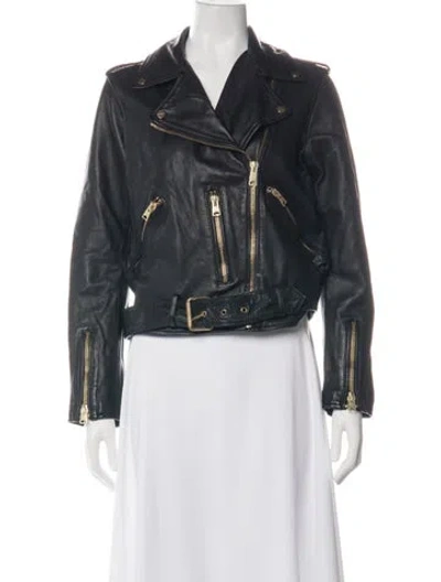 Pre-owned Allsaints Leather Biker Jacket In Black