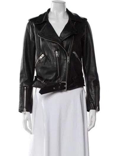 Pre-owned Allsaints Leather Biker Jacket In Black