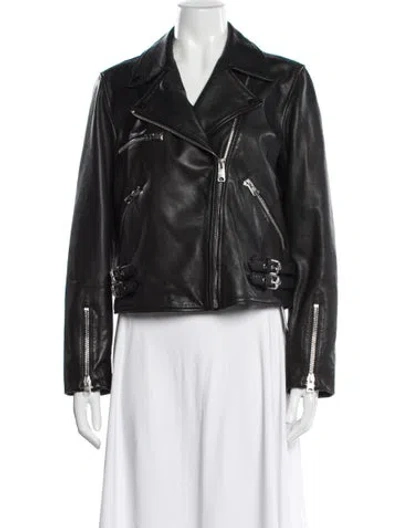 Pre-owned Allsaints Leather Biker Jacket In Black