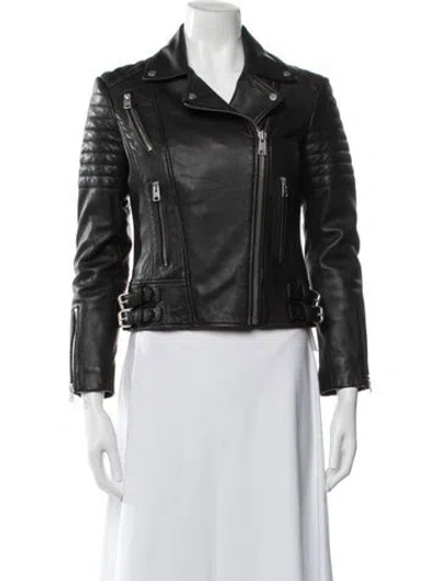 Pre-owned Allsaints Leather Biker Jacket In Black