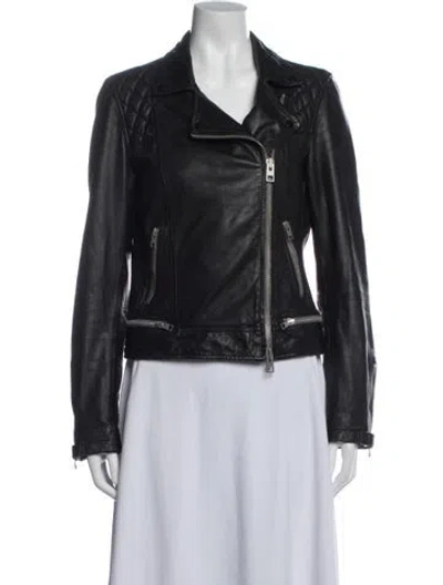 Pre-owned Allsaints Leather Biker Jacket In Black