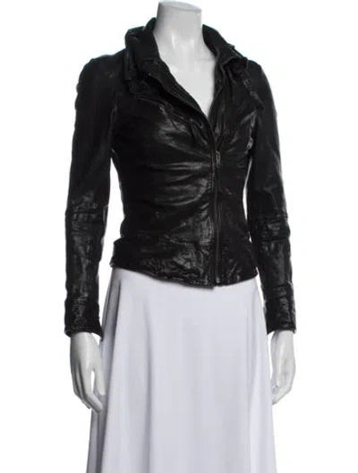 Pre-owned Allsaints Leather Biker Jacket In Black