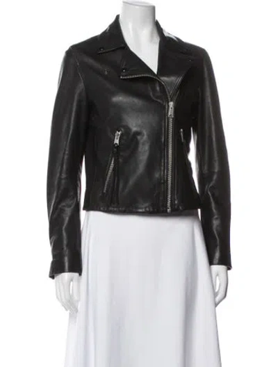 Pre-owned Allsaints Leather Biker Jacket In Black