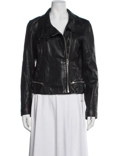 Pre-owned Allsaints Leather Biker Jacket In Black