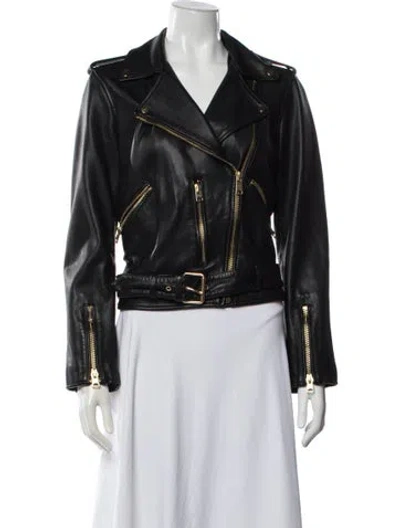 Pre-owned Allsaints Leather Biker Jacket In Black