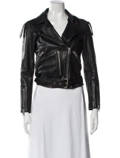 Pre-owned Allsaints Leather Biker Jacket In Black