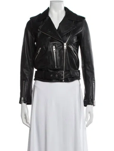 Pre-owned Allsaints Leather Biker Jacket In Black