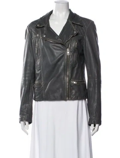 Pre-owned Allsaints Leather Biker Jacket In Black