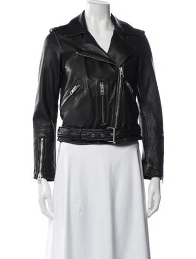 Pre-owned Allsaints Leather Biker Jacket In Black