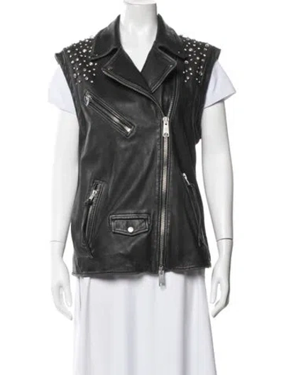 Pre-owned Allsaints Leather Biker Jacket In Black