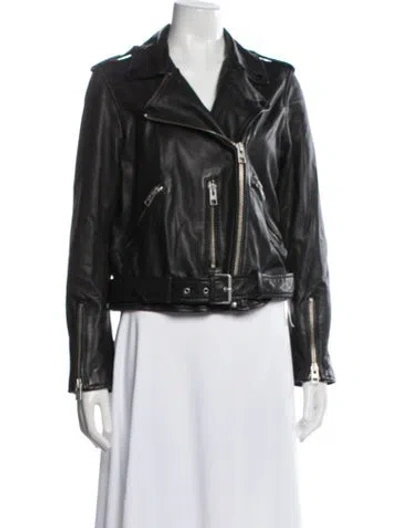 Pre-owned Allsaints Leather Biker Jacket In Black