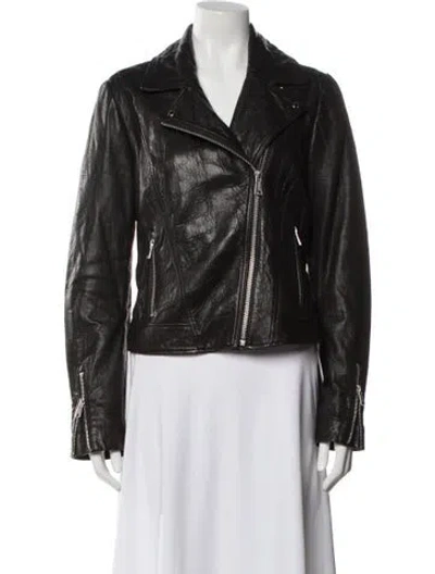 Pre-owned Allsaints Leather Biker Jacket In Black