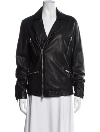 Pre-owned Allsaints Leather Biker Jacket In Black