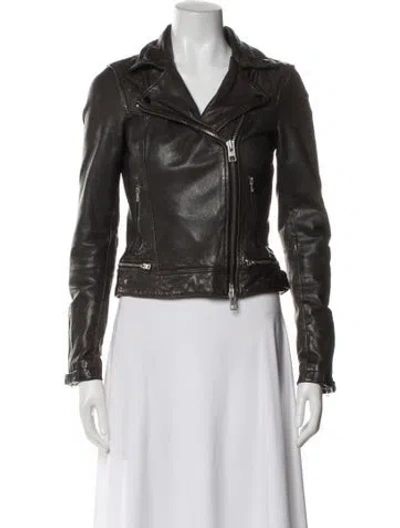 Pre-owned Allsaints Leather Biker Jacket In Black