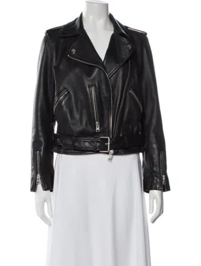 Pre-owned Allsaints Leather Biker Jacket In Black