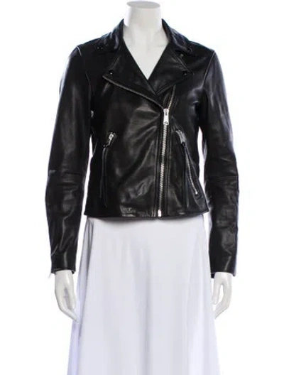 Pre-owned Allsaints Leather Biker Jacket In Black