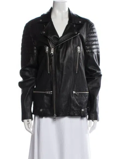 Pre-owned Allsaints Leather Biker Jacket In Black