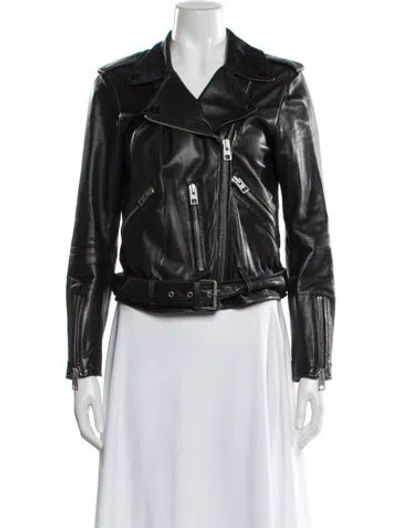 Pre-owned Allsaints Leather Biker Jacket In Black
