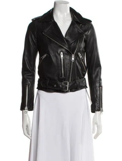 Pre-owned Allsaints Leather Biker Jacket In Black