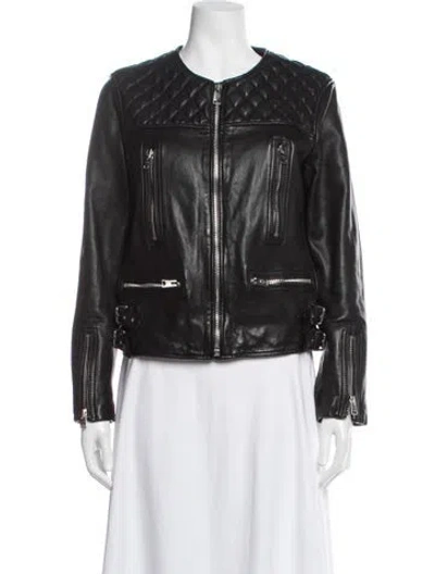 Pre-owned Allsaints Leather Biker Jacket In Black