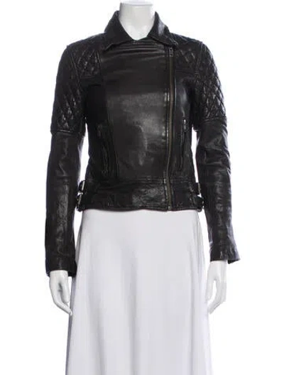 Pre-owned Allsaints Leather Biker Jacket In Black