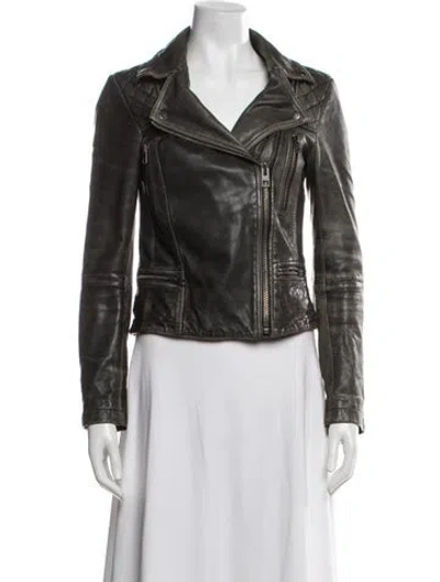 Pre-owned Allsaints Leather Biker Jacket In Black