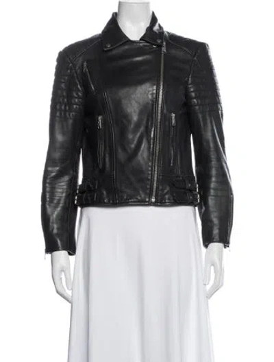 Pre-owned Allsaints Leather Biker Jacket In Black
