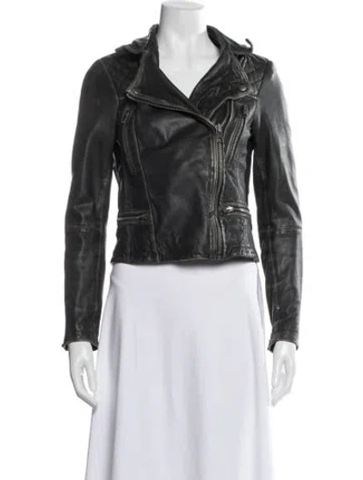 Pre-owned Allsaints Leather Biker Jacket In Black