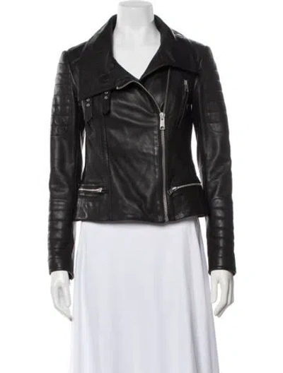 Pre-owned Allsaints Leather Biker Jacket In Black