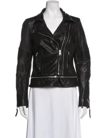 Pre-owned Allsaints Leather Biker Jacket In Black
