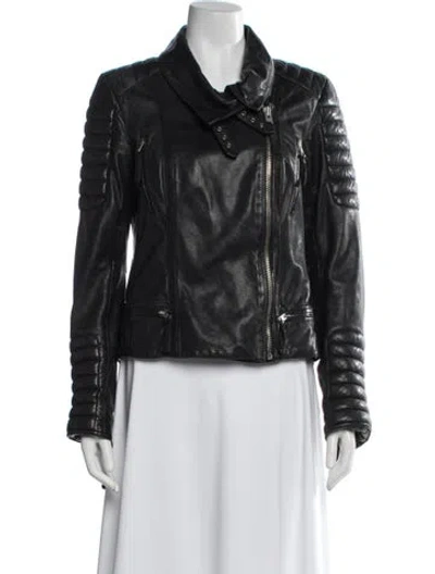 Pre-owned Allsaints Leather Biker Jacket In Black