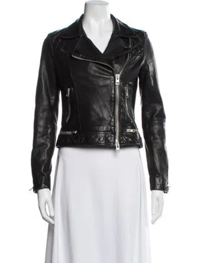 Pre-owned Allsaints Leather Biker Jacket In Black