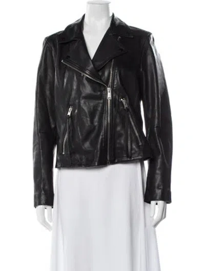 Pre-owned Allsaints Leather Biker Jacket In Black