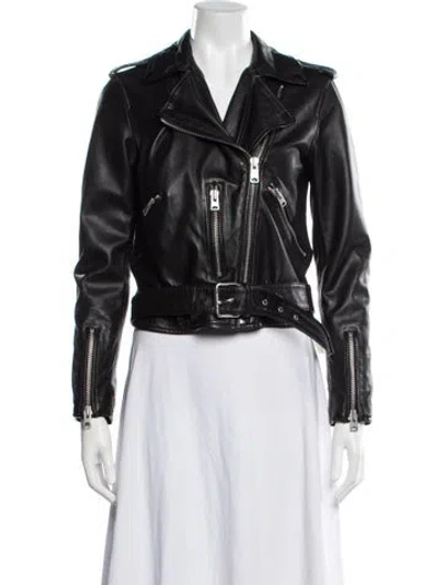Pre-owned Allsaints Leather Biker Jacket In Black