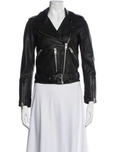 Pre-owned Allsaints Leather Biker Jacket In Black