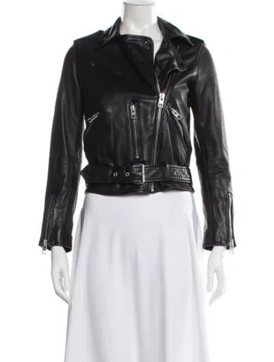 Pre-owned Allsaints Leather Biker Jacket In Black