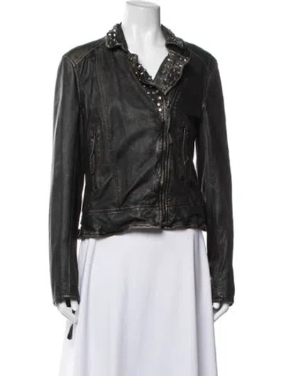 Pre-owned Allsaints Leather Biker Jacket In Black