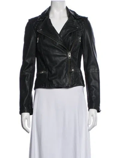 Pre-owned Allsaints Leather Biker Jacket In Black