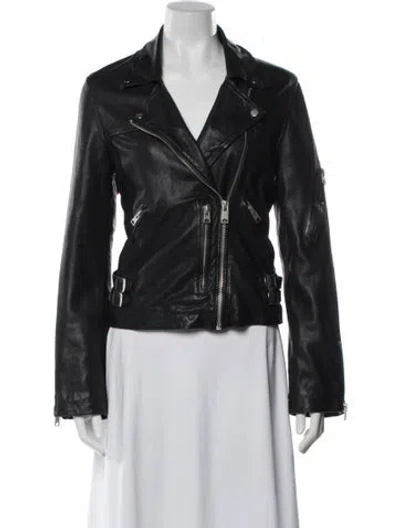 Pre-owned Allsaints Leather Biker Jacket In Black