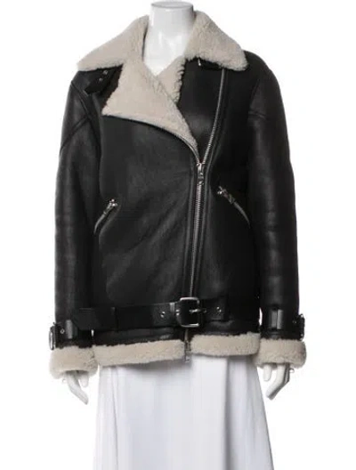 Pre-owned Allsaints Leather Biker Jacket In Black