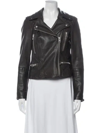 Pre-owned Allsaints Leather Biker Jacket In Black