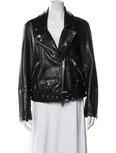 Pre-owned Allsaints Leather Biker Jacket In Black