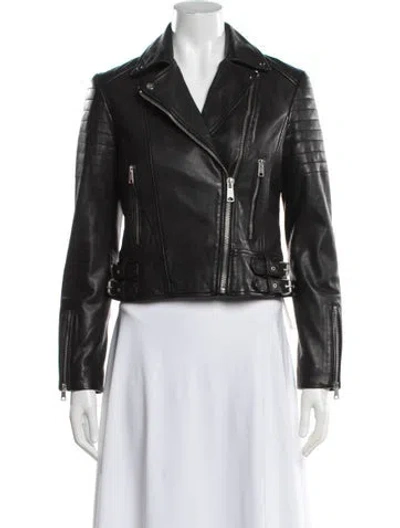Pre-owned Allsaints Leather Biker Jacket In Black