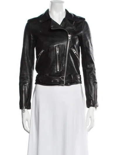 Pre-owned Allsaints Leather Biker Jacket In Black