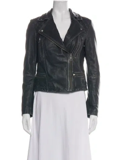 Pre-owned Allsaints Leather Biker Jacket In Black