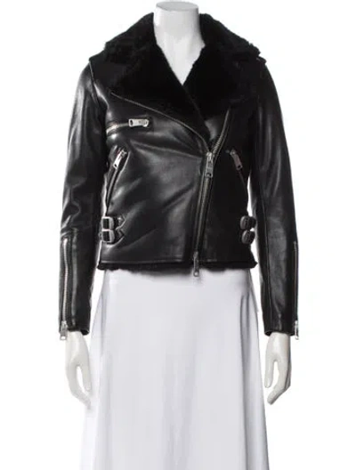 Pre-owned Allsaints Leather Biker Jacket In Black