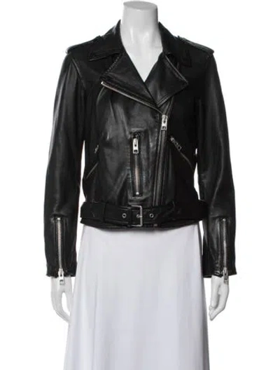 Pre-owned Allsaints Leather Biker Jacket In Black