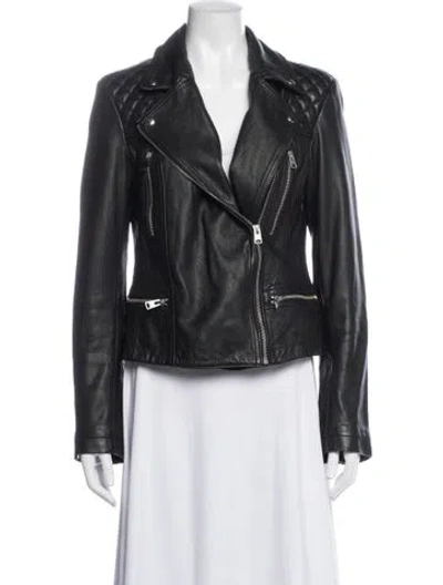 Pre-owned Allsaints Leather Biker Jacket In Black